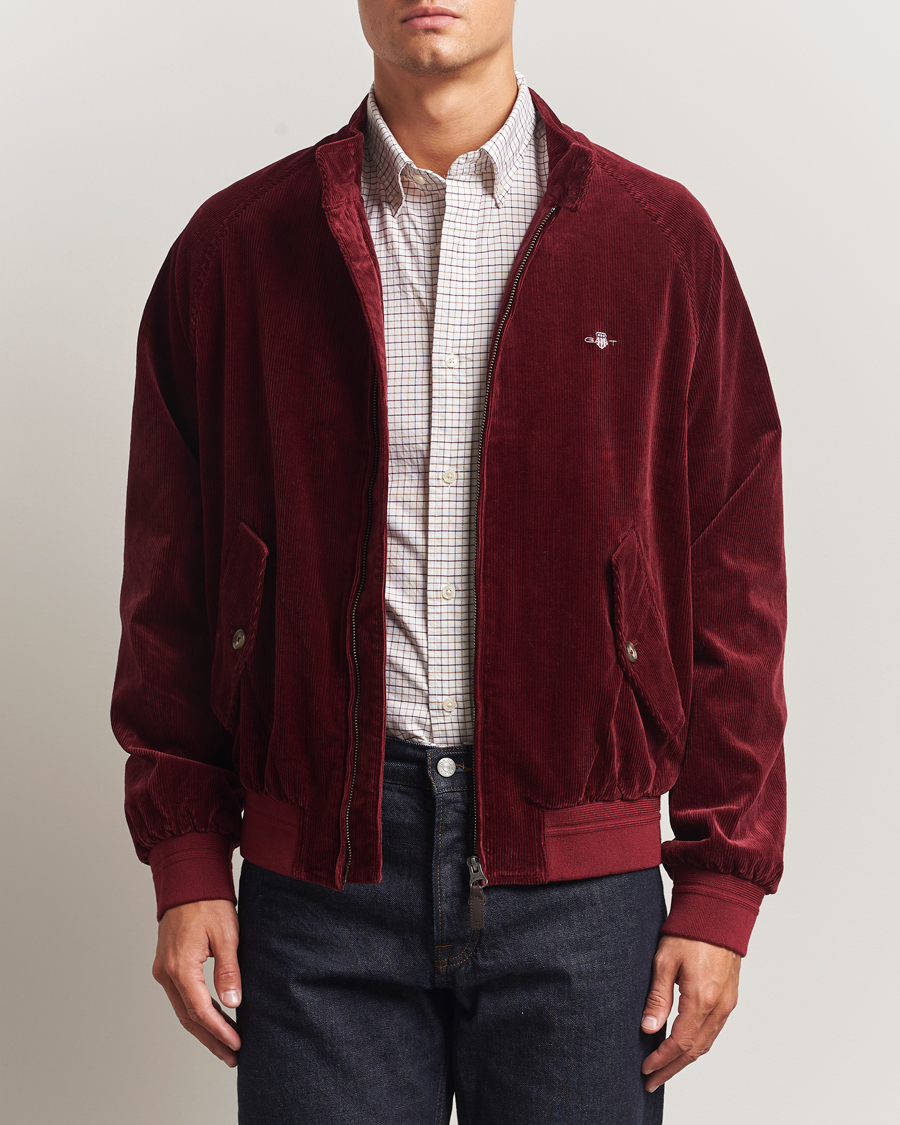 Men | Coats & Jackets | GANT | Corduroy Harrington Jacket Plumped Red