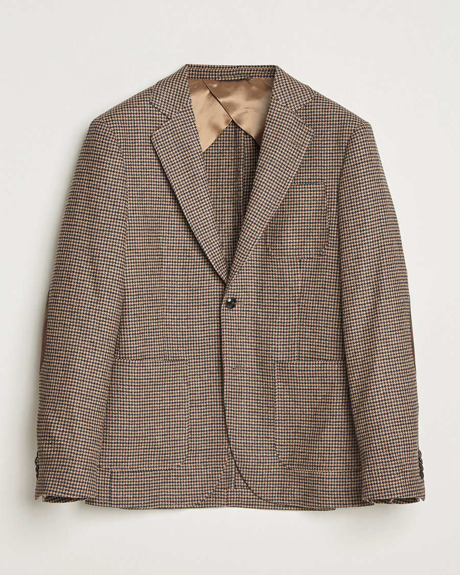 Men | Blazers | GANT | Wool Houndstooth Blazer Light Taupe