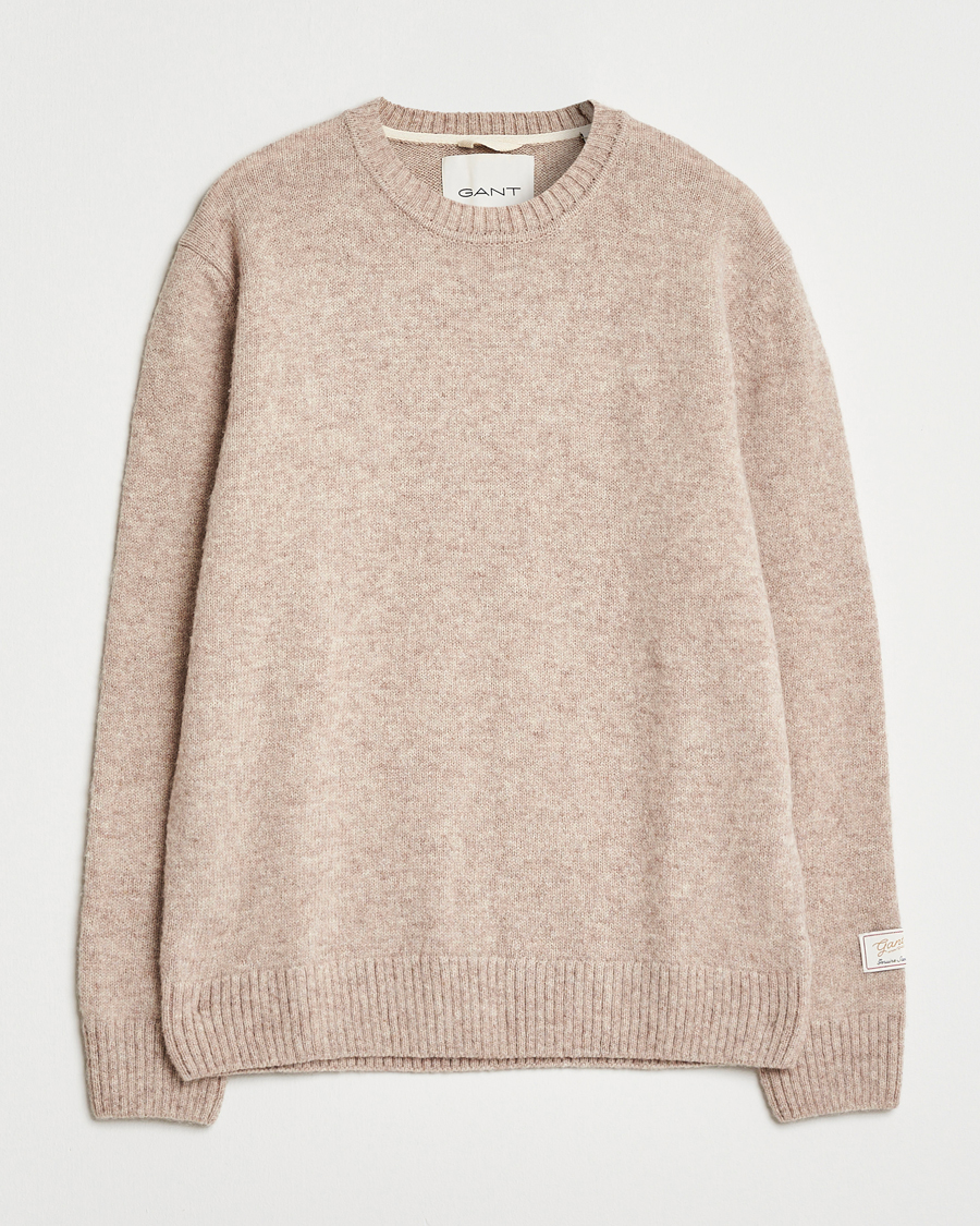 Men | Sweaters & Knitwear | Gant | Scottish Wool Knitted Crew Neck Sweater Khaki Melange