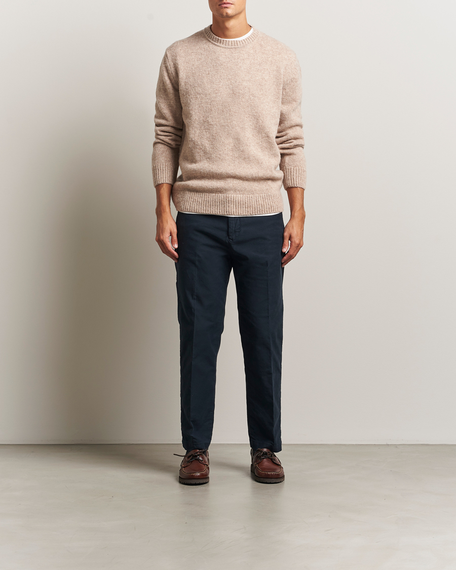 Men | Sweaters & Knitwear | GANT | Scottish Wool Knitted Crew Neck Sweater Khaki Melange