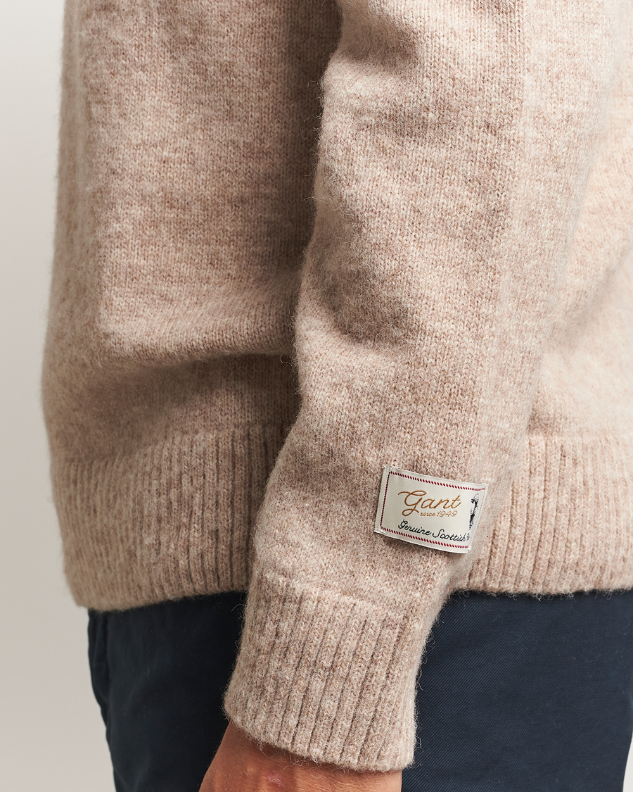 Men | Sweaters & Knitwear | GANT | Scottish Wool Knitted Crew Neck Sweater Khaki Melange