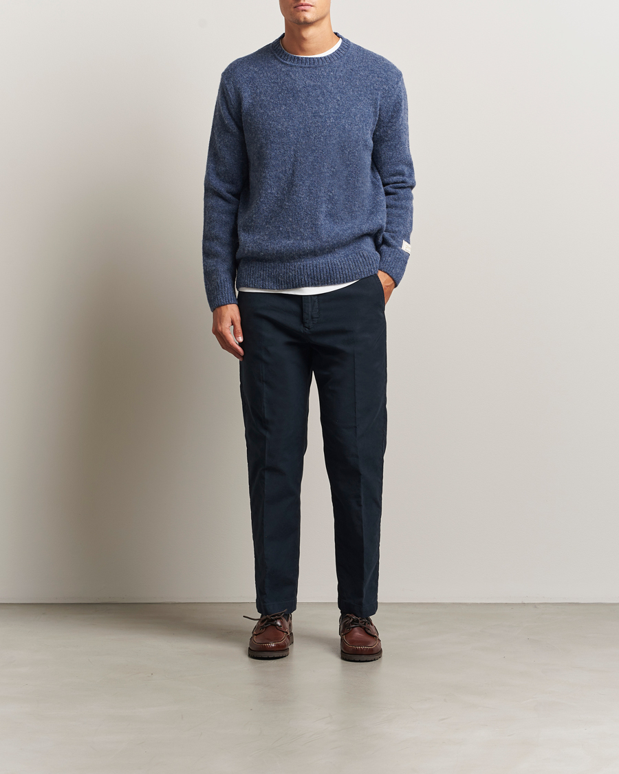Men | Sweaters & Knitwear | GANT | Scottish Wool Knitted Crew Neck Sweater Marine Melange