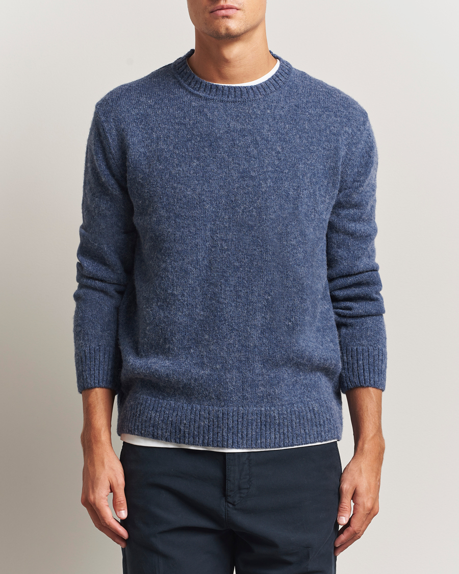 Men | Sweaters & Knitwear | GANT | Scottish Wool Knitted Crew Neck Sweater Marine Melange