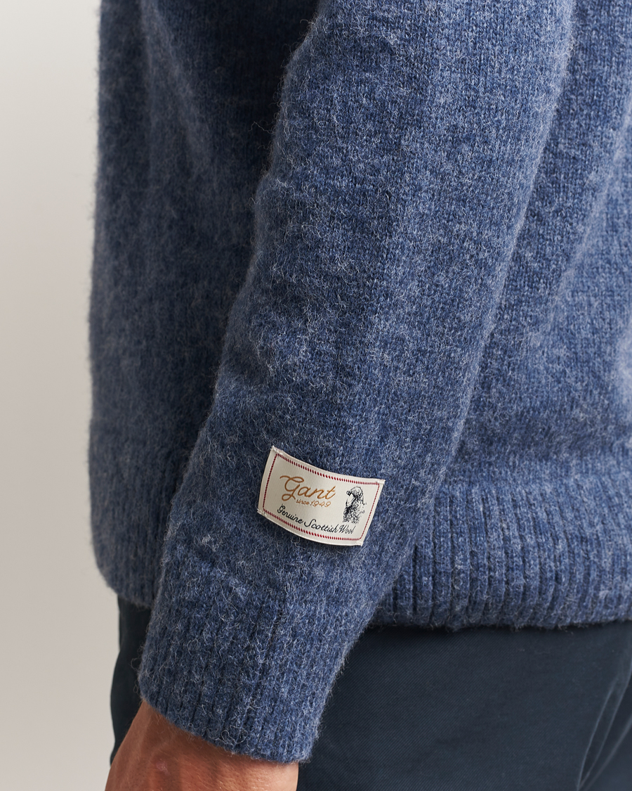 Men | Sweaters & Knitwear | GANT | Scottish Wool Knitted Crew Neck Sweater Marine Melange