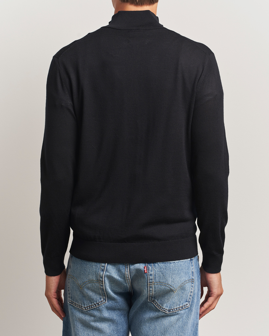 Men | Sweaters & Knitwear | GANT | Extrafine Merino Wool Half Zip Black