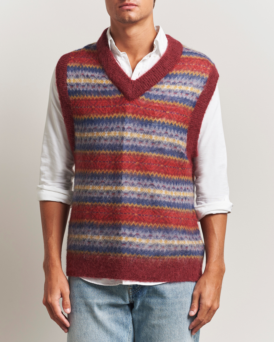 Men | Sweaters & Knitwear | Gant | Brushed Fair Isle Vest Plumped Red
