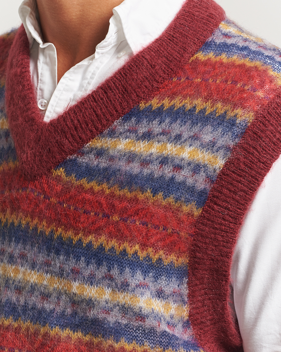 Men | Sweaters & Knitwear | Gant | Brushed Fair Isle Vest Plumped Red