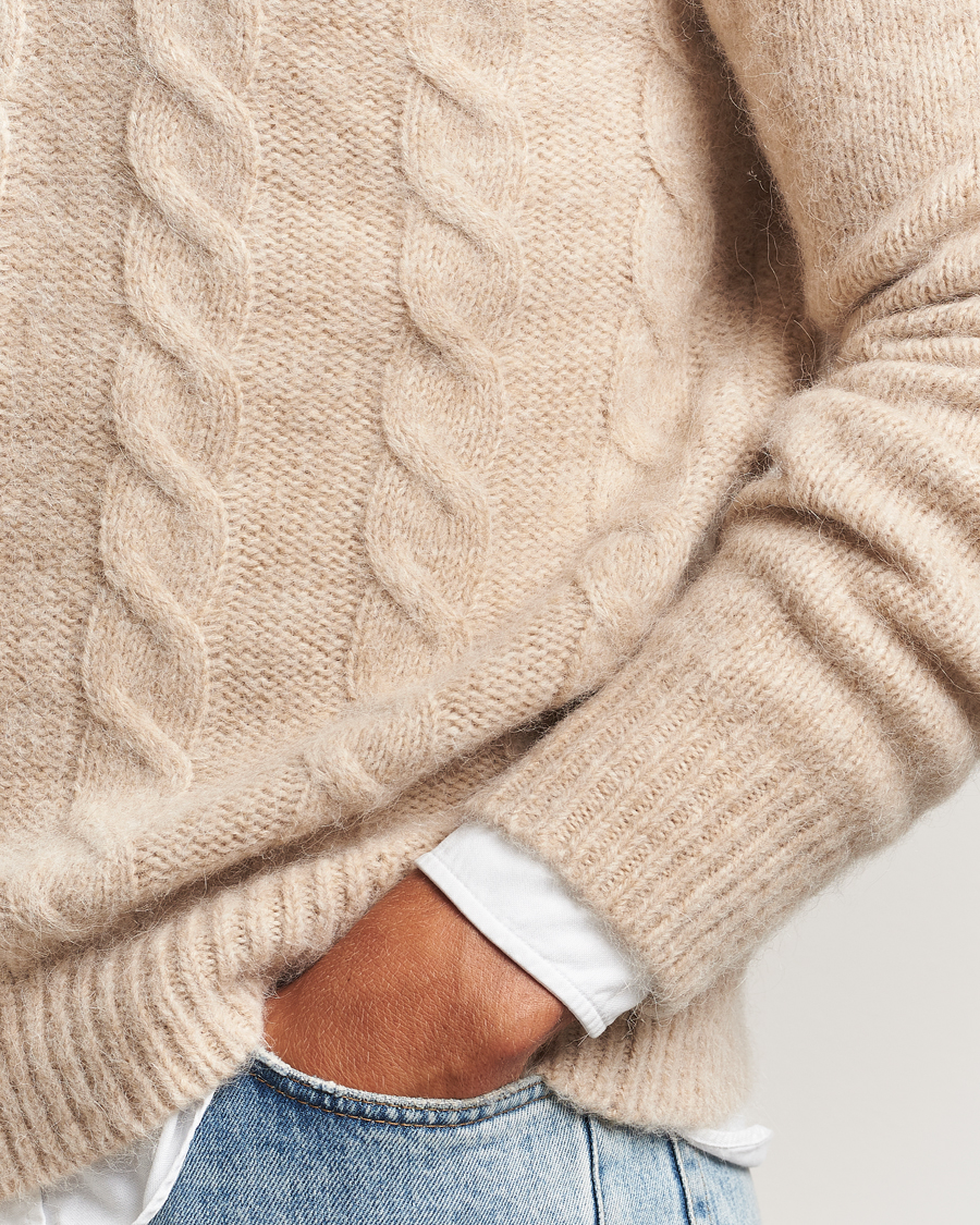 Men | Sweaters & Knitwear | GANT | Alpaca/Lambswool Cable Crew Neck Seed Melange