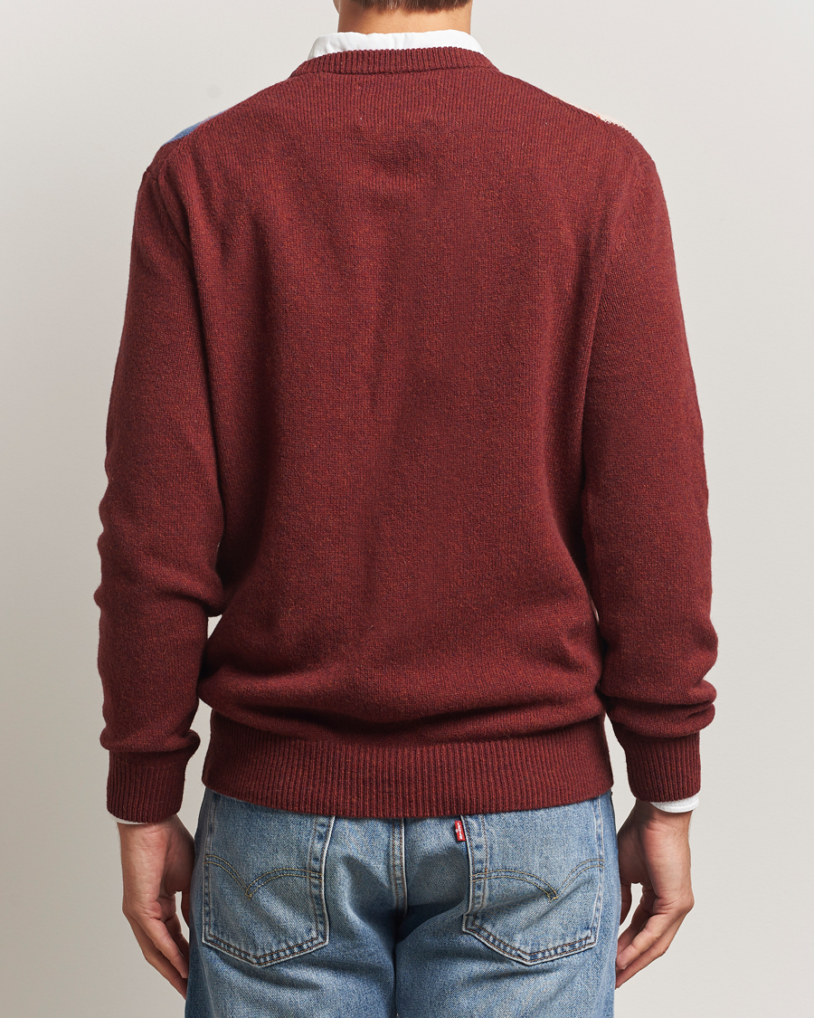 Men | Sweaters & Knitwear | GANT | Lambswool Argyle Knitted Crew Neck Winter Wine