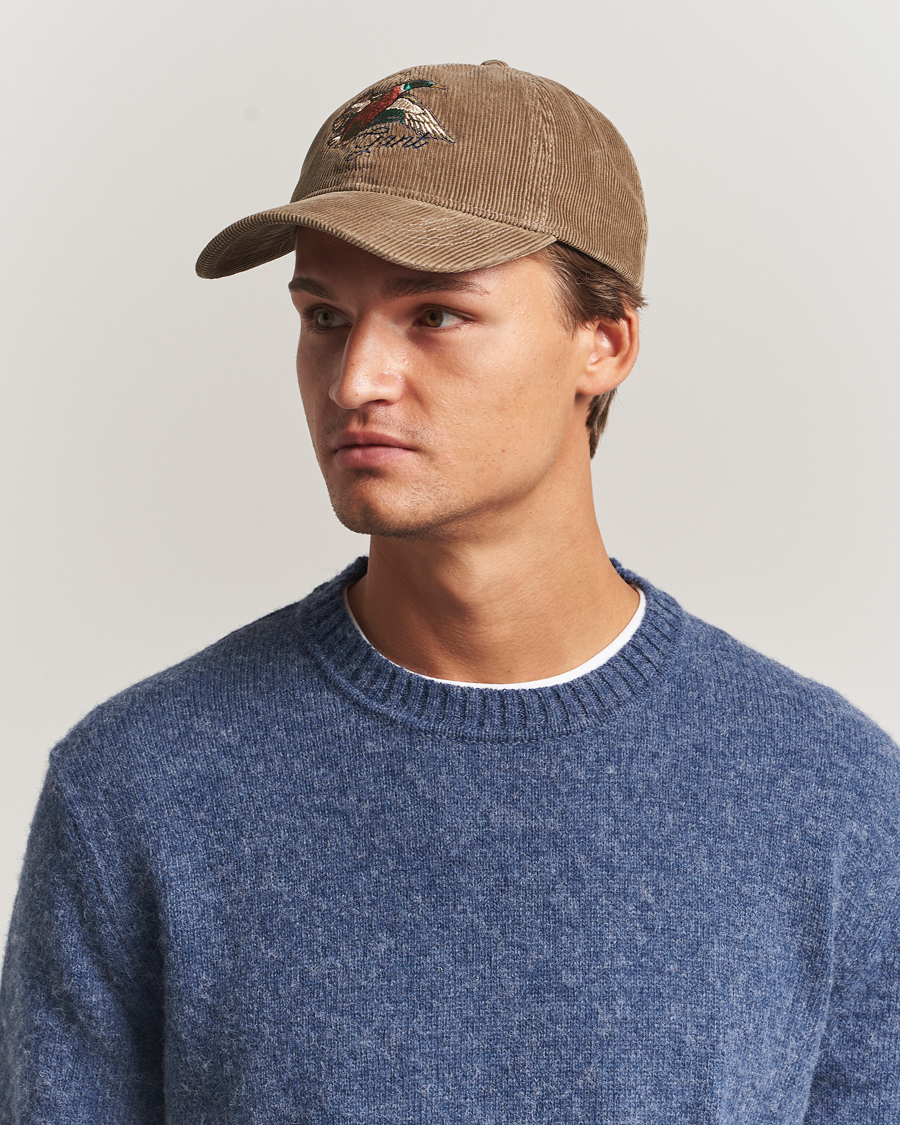 Men | Hats & Caps | GANT | Graphic Embroidered Washed Cord Cap Taupe Beige