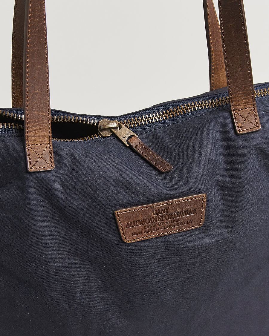Men | Bags | GANT | Waxed Cotton Tote Bag Evening Blue