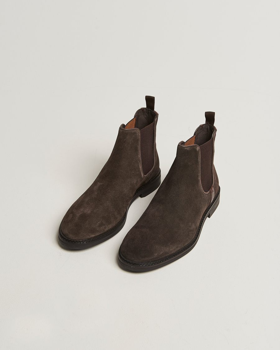 Men | Boots | GANT | Bidford Suede Chelsea Boot Dark Brown