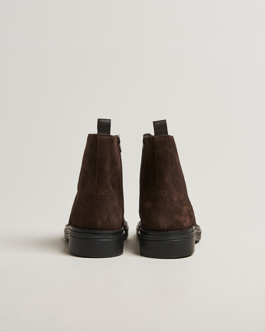 Men | Boots | GANT | Boggar Suede Brouge Boot Espresso Brown