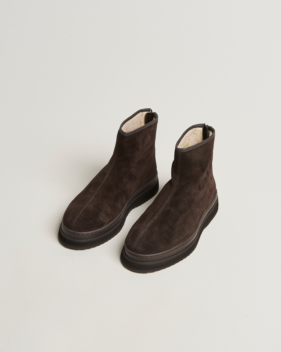 Men | Boots | GANT | Blistown Shearling Suede Curling Boot Espresso Brown