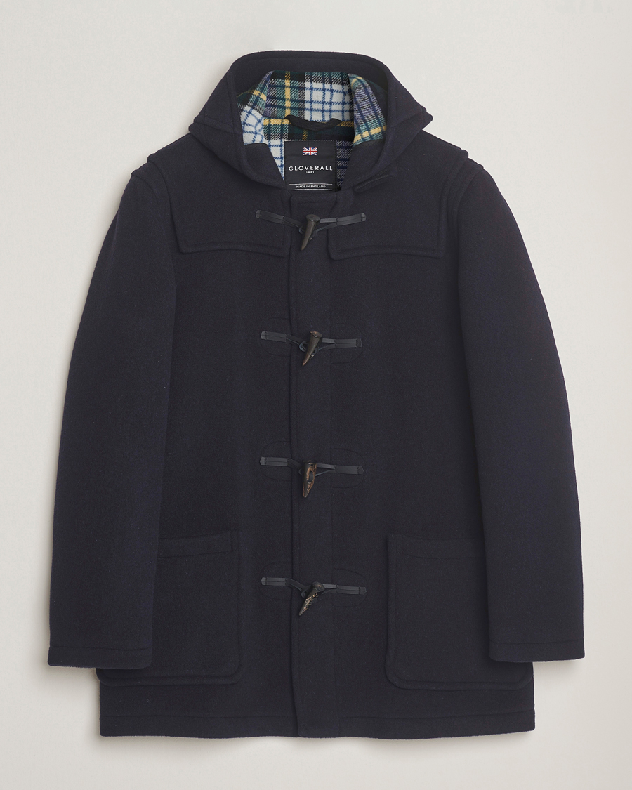 Men | Coats & Jackets | Gloverall | Mid Length Duffle Coat Black/Royal Stewart