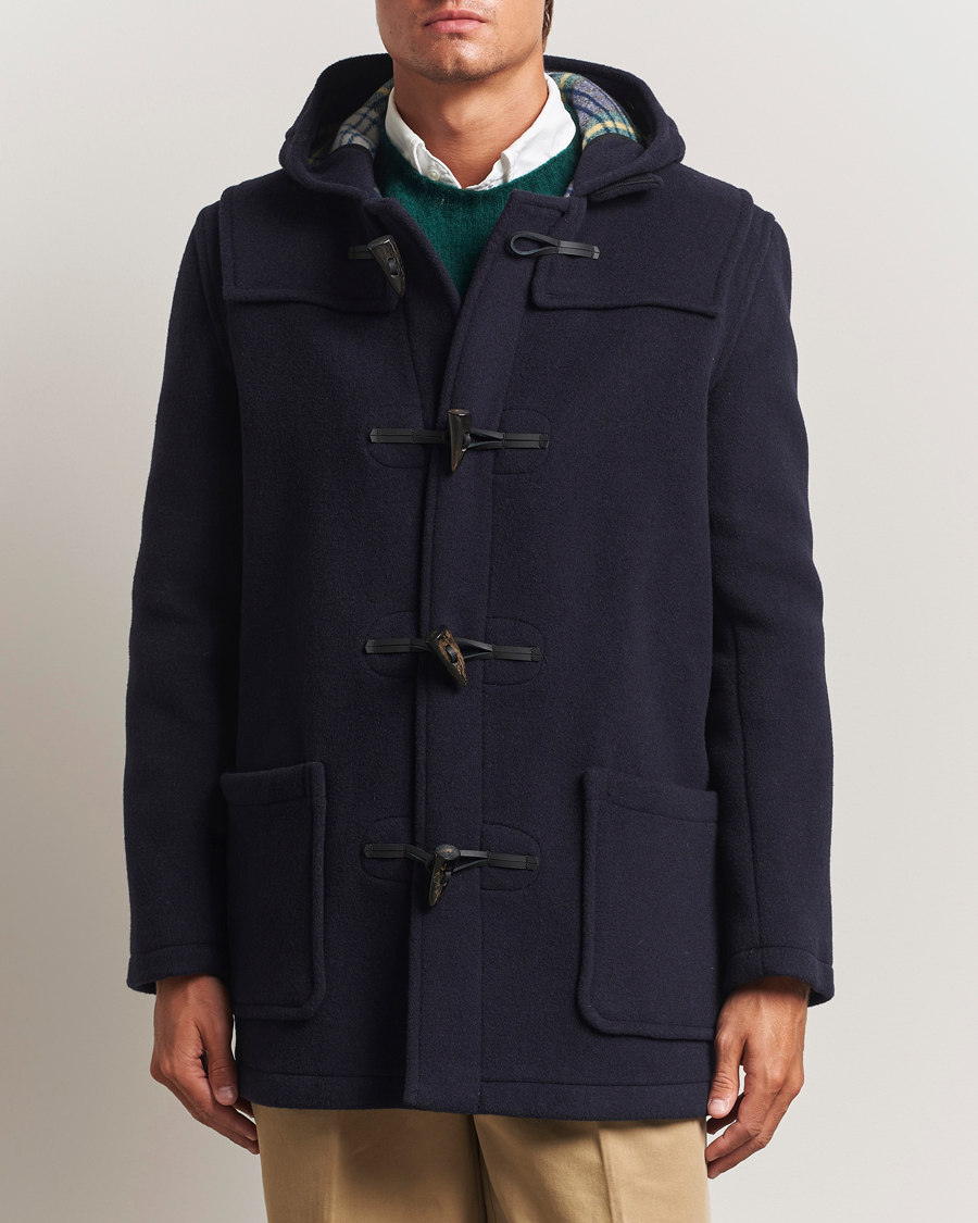 Men | Coats & Jackets | Gloverall | Mid Length Duffle Coat Black/Royal Stewart