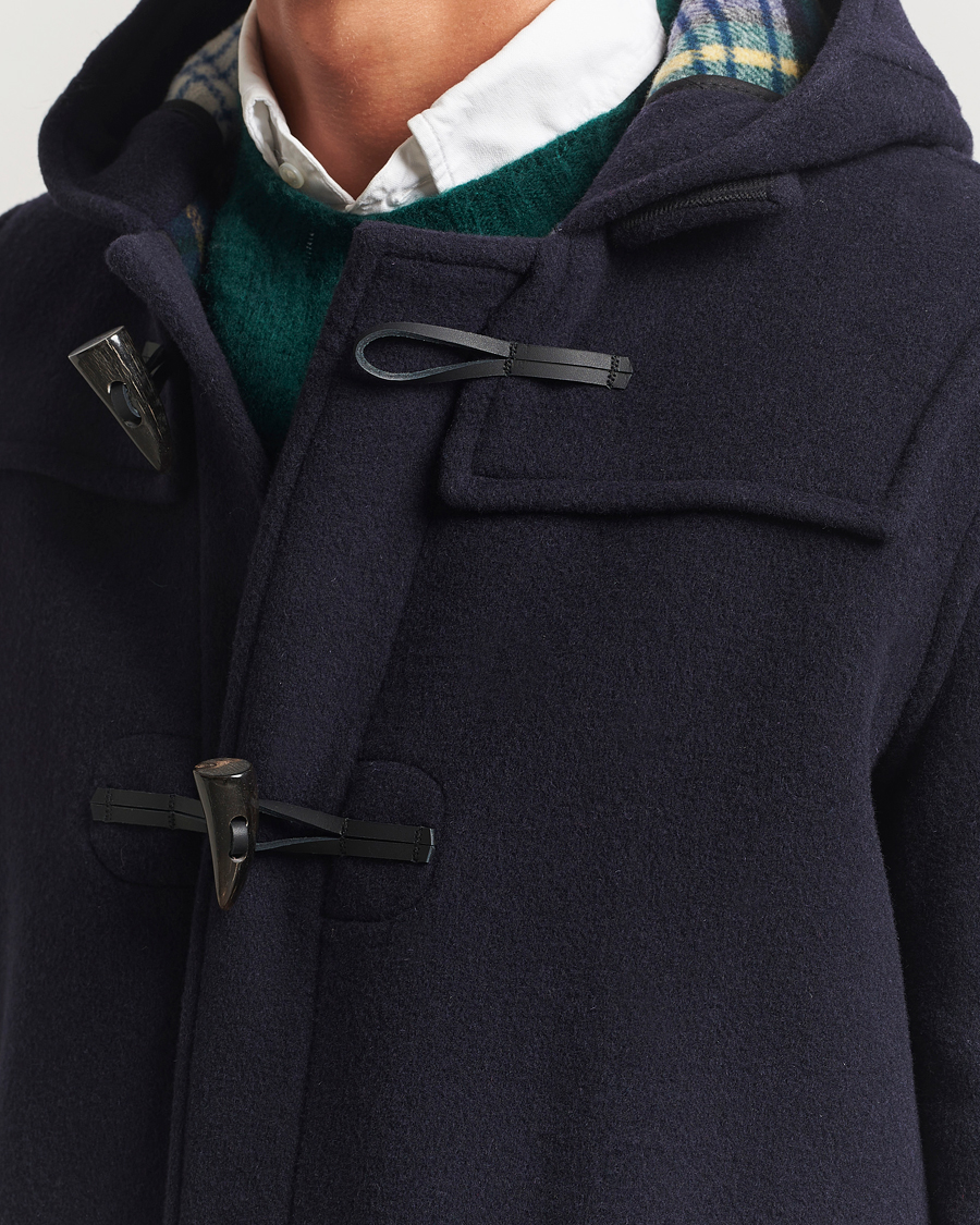 Men | Coats & Jackets | Gloverall | Mid Length Duffle Coat Black/Royal Stewart