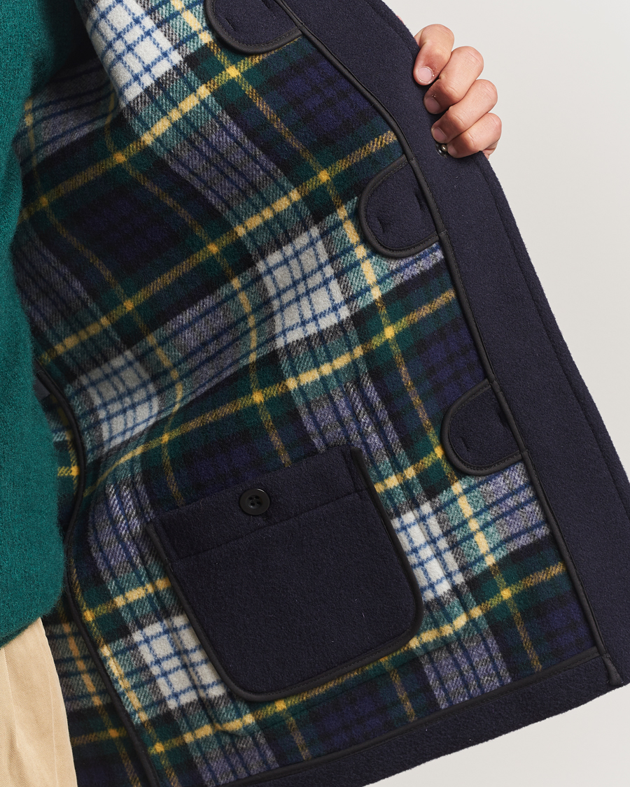 Men | Coats & Jackets | Gloverall | Mid Length Duffle Coat Black/Royal Stewart