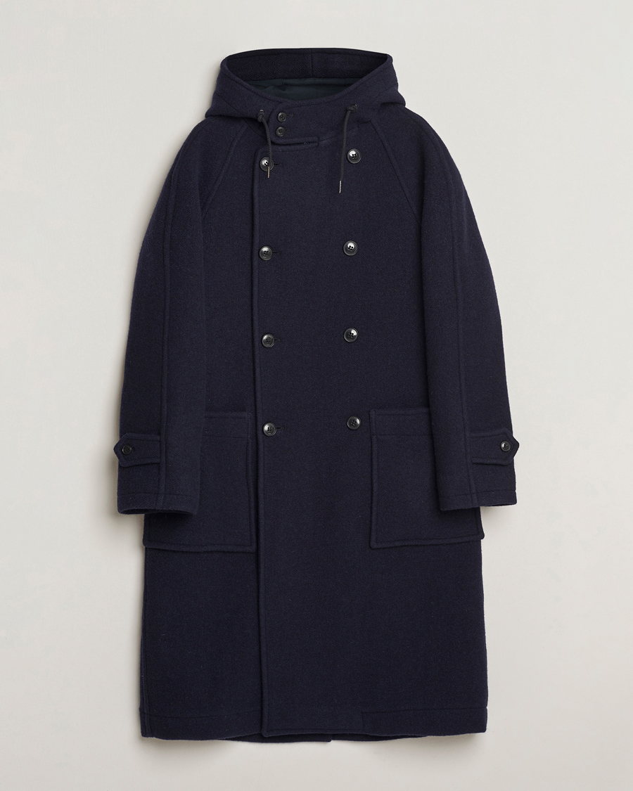 Men | Coats & Jackets | Gloverall | Raglan Wool Coat Navy