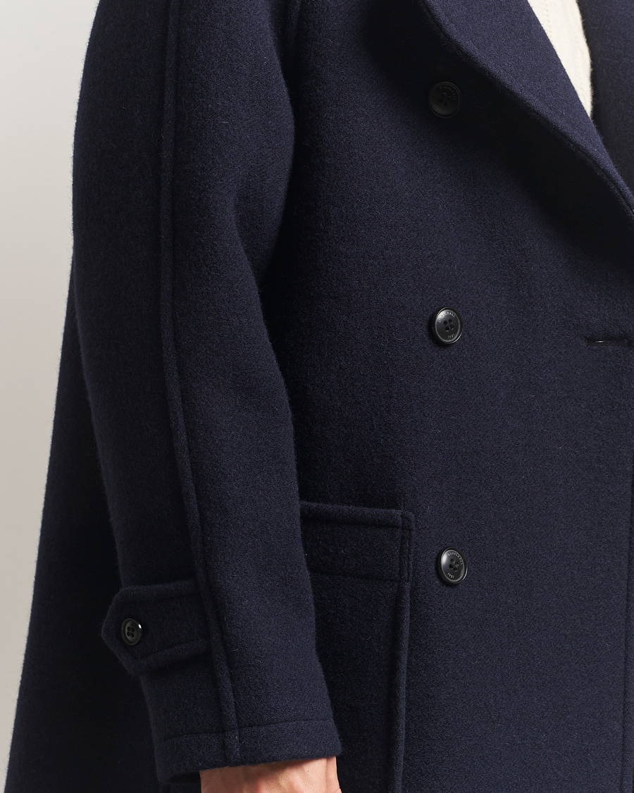 Men | Coats & Jackets | Gloverall | Raglan Wool Coat Navy