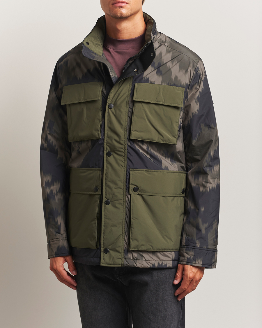 Men | Coats & Jackets | J.Lindeberg | Aiden 2L Padded Printed Field Jacket Wrap Forest
