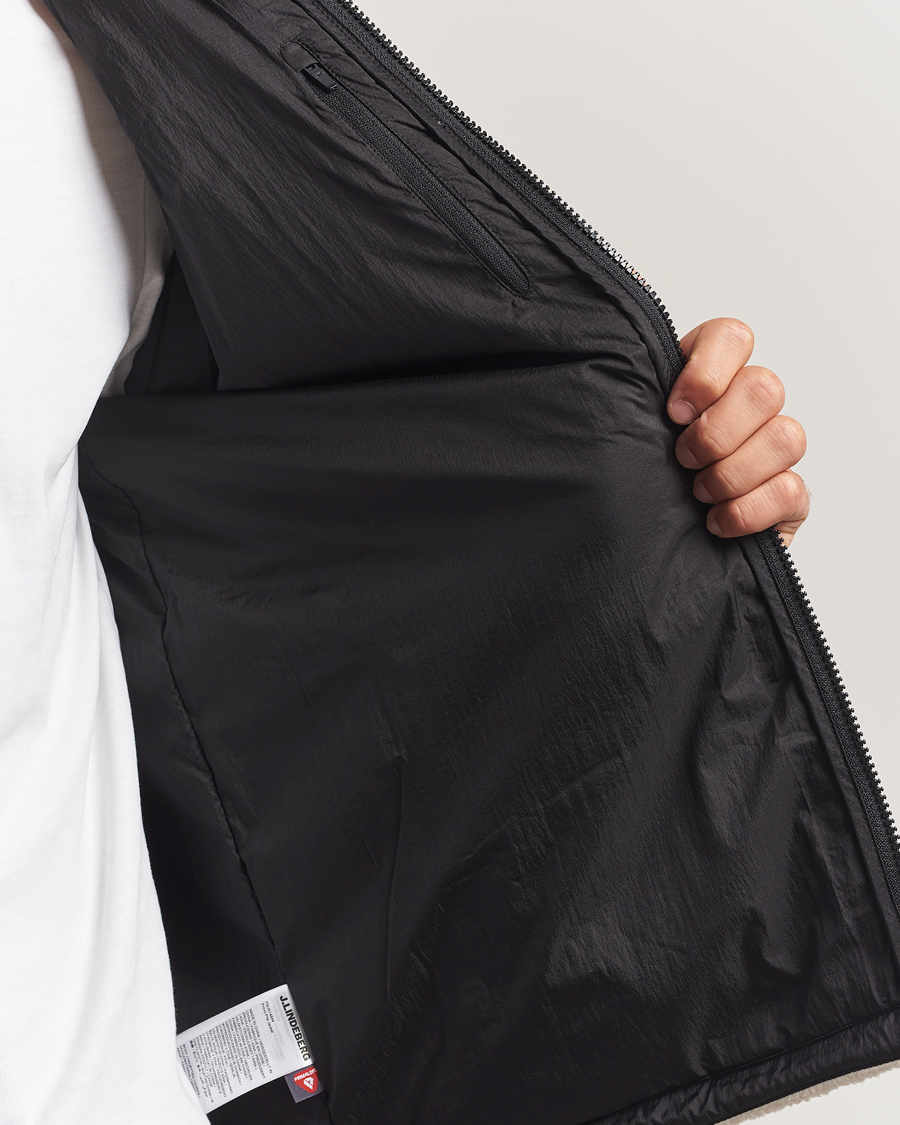 Men | Sweaters & Knitwear | J.Lindeberg | Provo Pile Hooded Full Zip Moonbeam