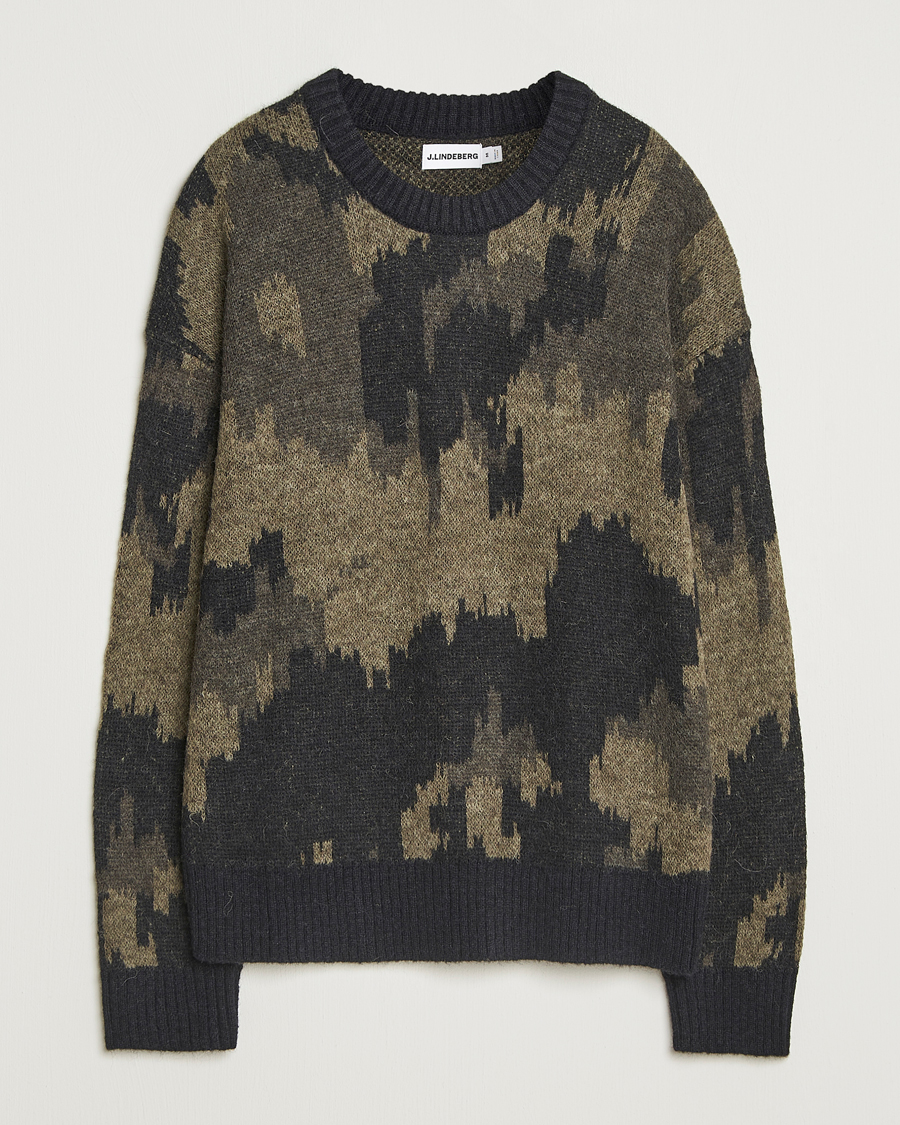 Men | Sweaters & Knitwear | J.Lindeberg | Nate Graphic Jaquard Knitted Sweater Forest Green