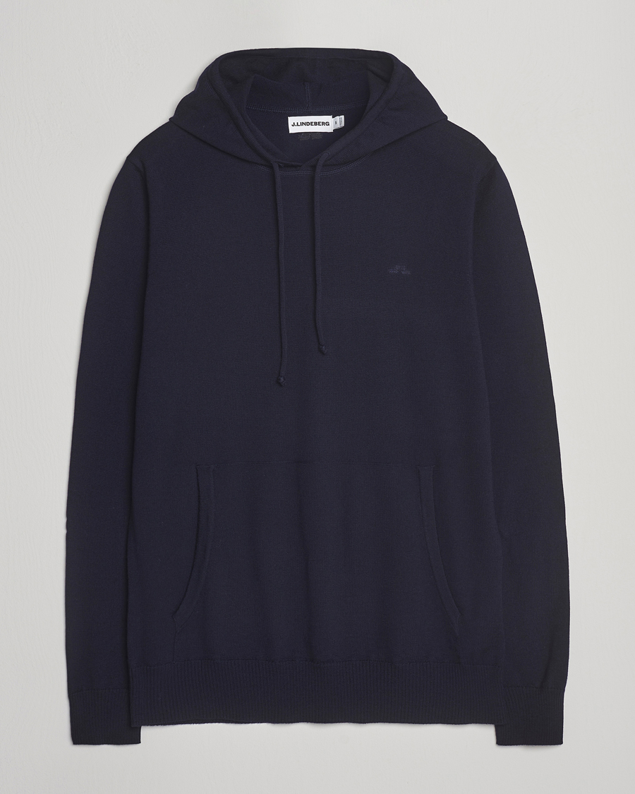 Men | Sweaters & Knitwear | J.Lindeberg | Karl Merino Hoodie Navy