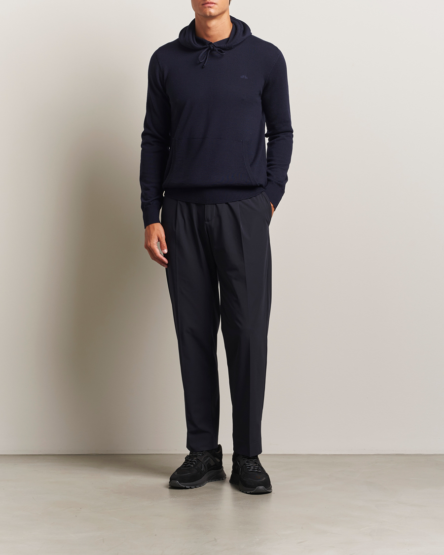 Men | Sweaters & Knitwear | J.Lindeberg | Karl Merino Hoodie Navy