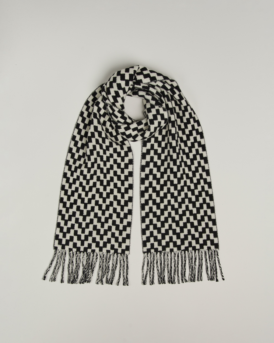 Men | Scarves | J.Lindeberg | Jared Stacked Bridge Wool Scarf Black/White