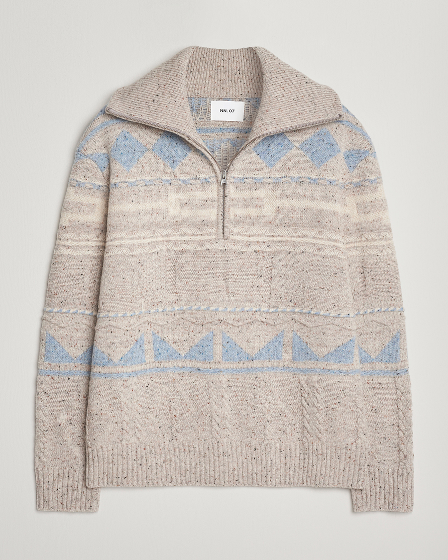 Men | Sweaters & Knitwear | NN07 | William Heavy Knitted Wool Half Zip Ecru