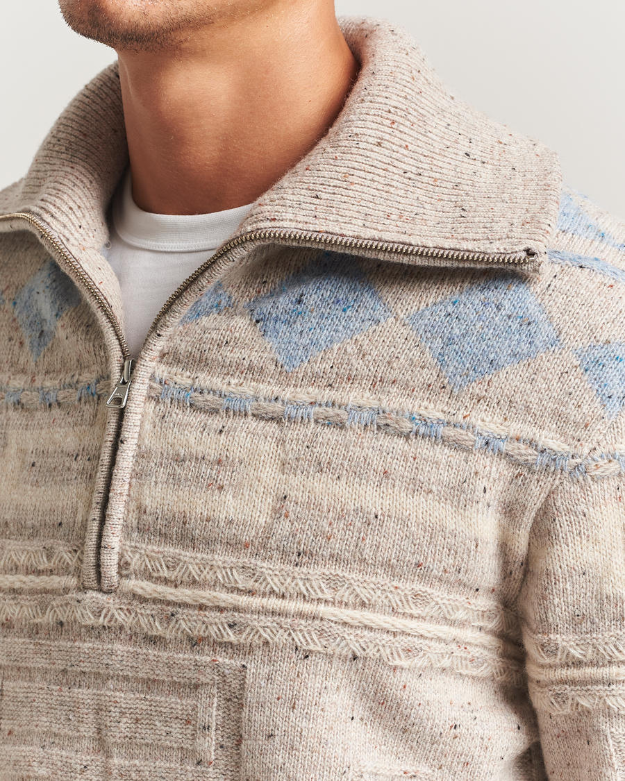 Men | Sweaters & Knitwear | NN07 | William Heavy Knitted Wool Half Zip Ecru