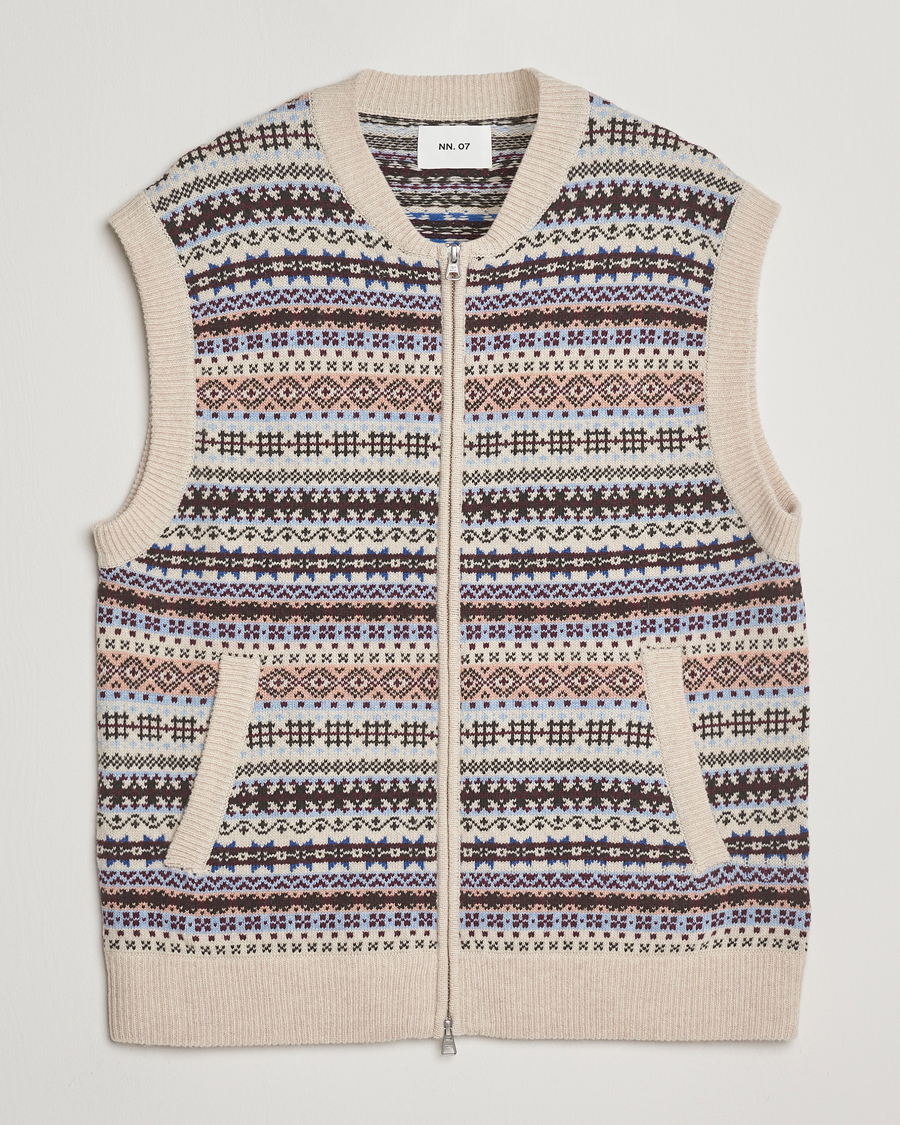 Men | Sweaters & Knitwear | NN07 | Robbie Fairisle Full Zip Vest Multi