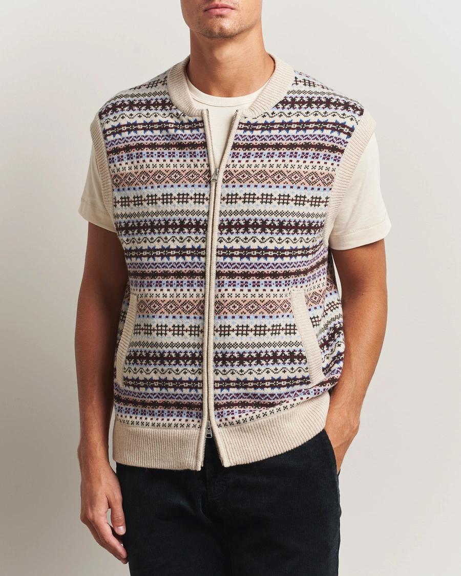 Men | Sweaters & Knitwear | NN07 | Robbie Fairisle Full Zip Vest Multi