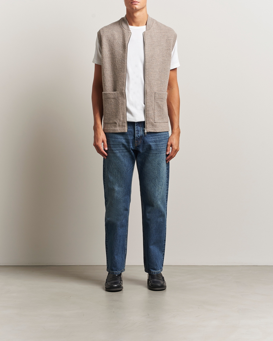 Men | Sweaters & Knitwear | NN07 | Boiled Wool Vest Khaki Beige