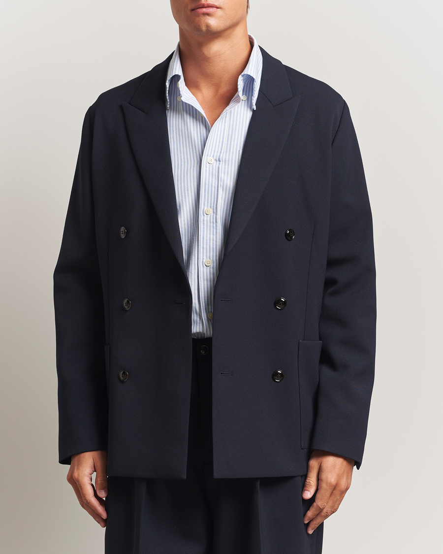 Men | Blazers | NN07 | Jordin Wool Double Breasted Blazer Deep Navy