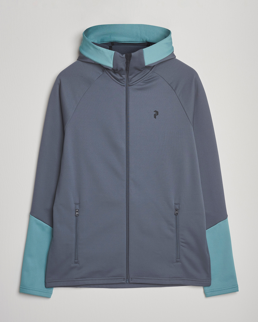 Men | Sweaters & Knitwear | Peak Performance | Rider Full Zip Hoodie Mountain Mist/Deluded Vision