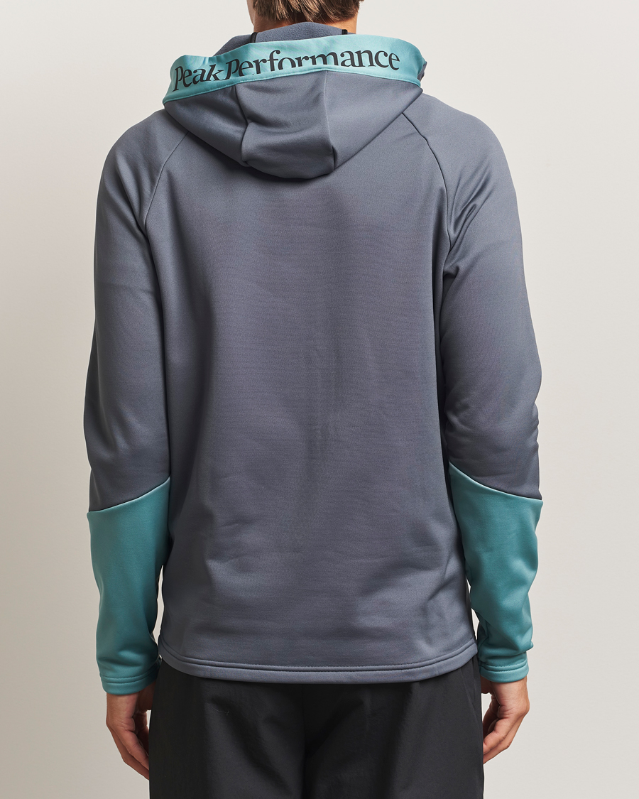 Men | Sweaters & Knitwear | Peak Performance | Rider Full Zip Hoodie Mountain Mist/Deluded Vision