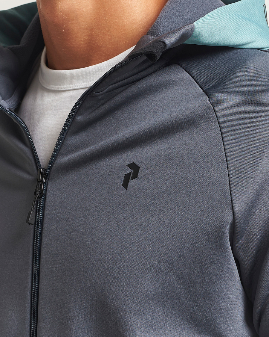 Men | Sweaters & Knitwear | Peak Performance | Rider Full Zip Hoodie Mountain Mist/Deluded Vision