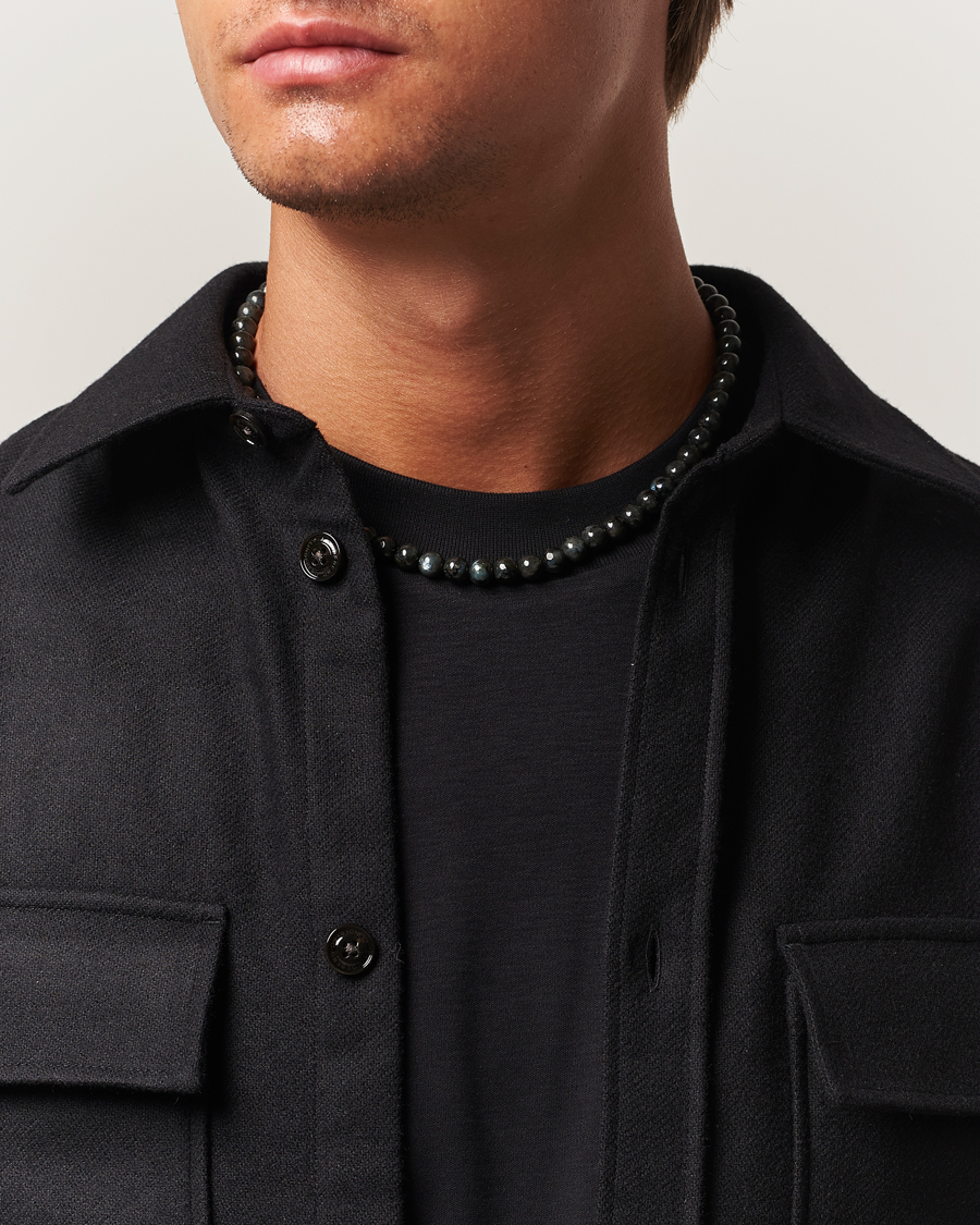 Men | Jewellery | Tom Wood | Cove Necklace Black Larvikite