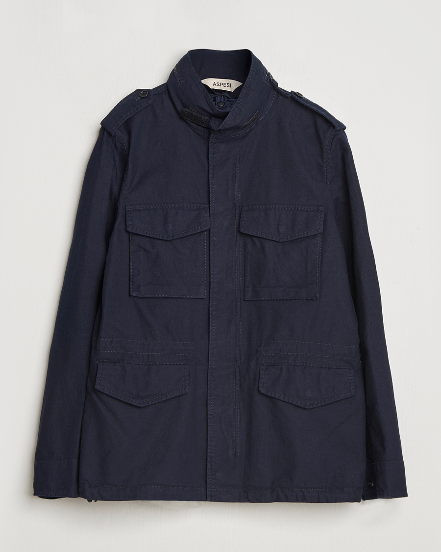 Men | Coats & Jackets | Aspesi | Lined Cotton Field Jacket Navy