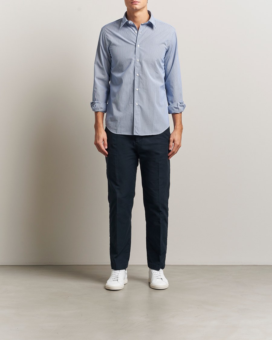 Men | Shirts | Aspesi | Striped Poplin Shirt Light Blue