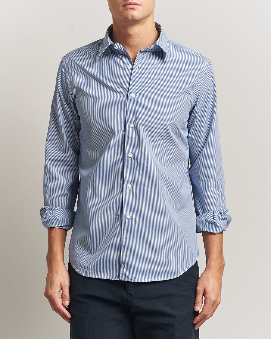 Men | Shirts | Aspesi | Striped Poplin Shirt Light Blue
