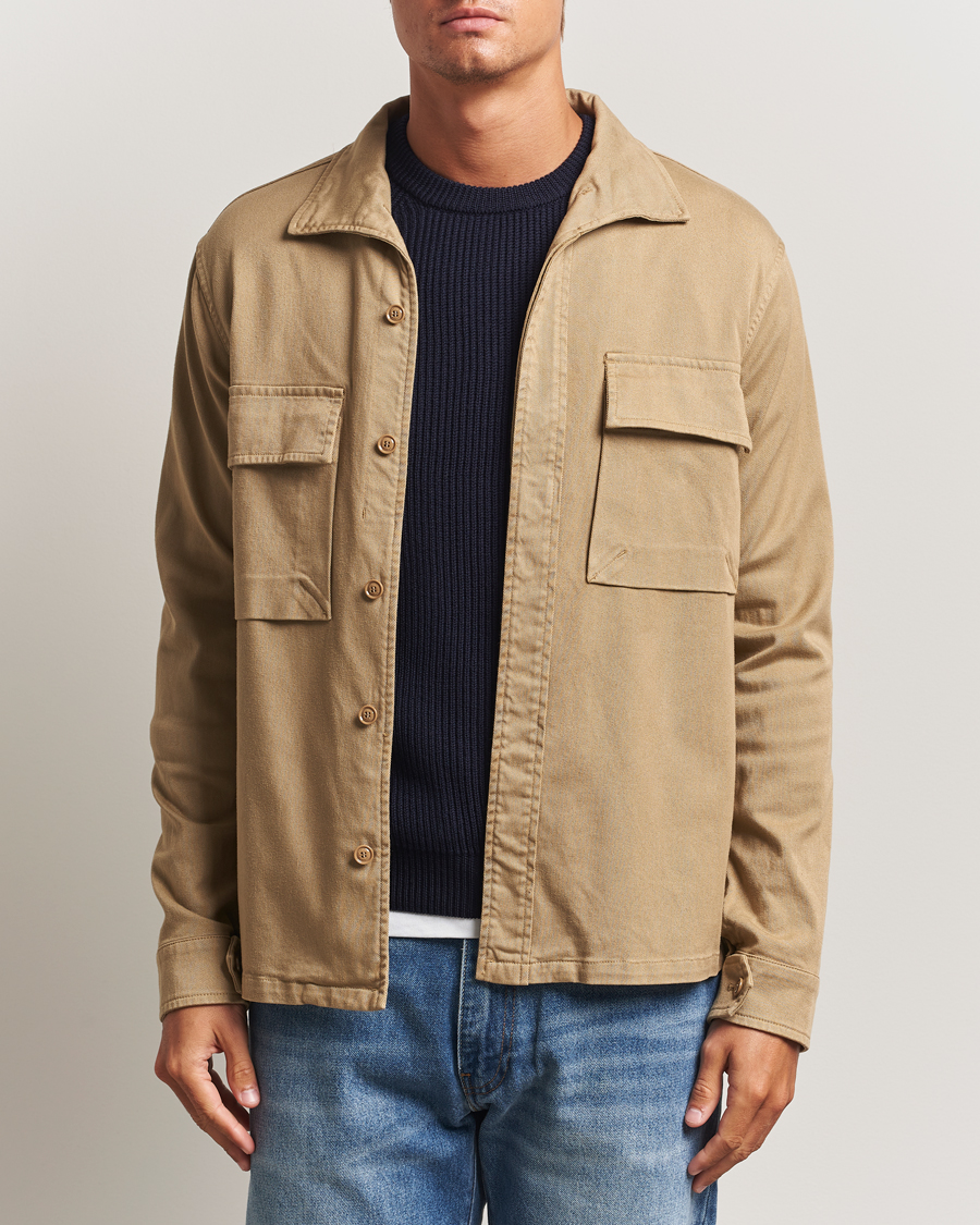 Men | Shirts | Aspesi | Twill Cotton Overshirt Beige