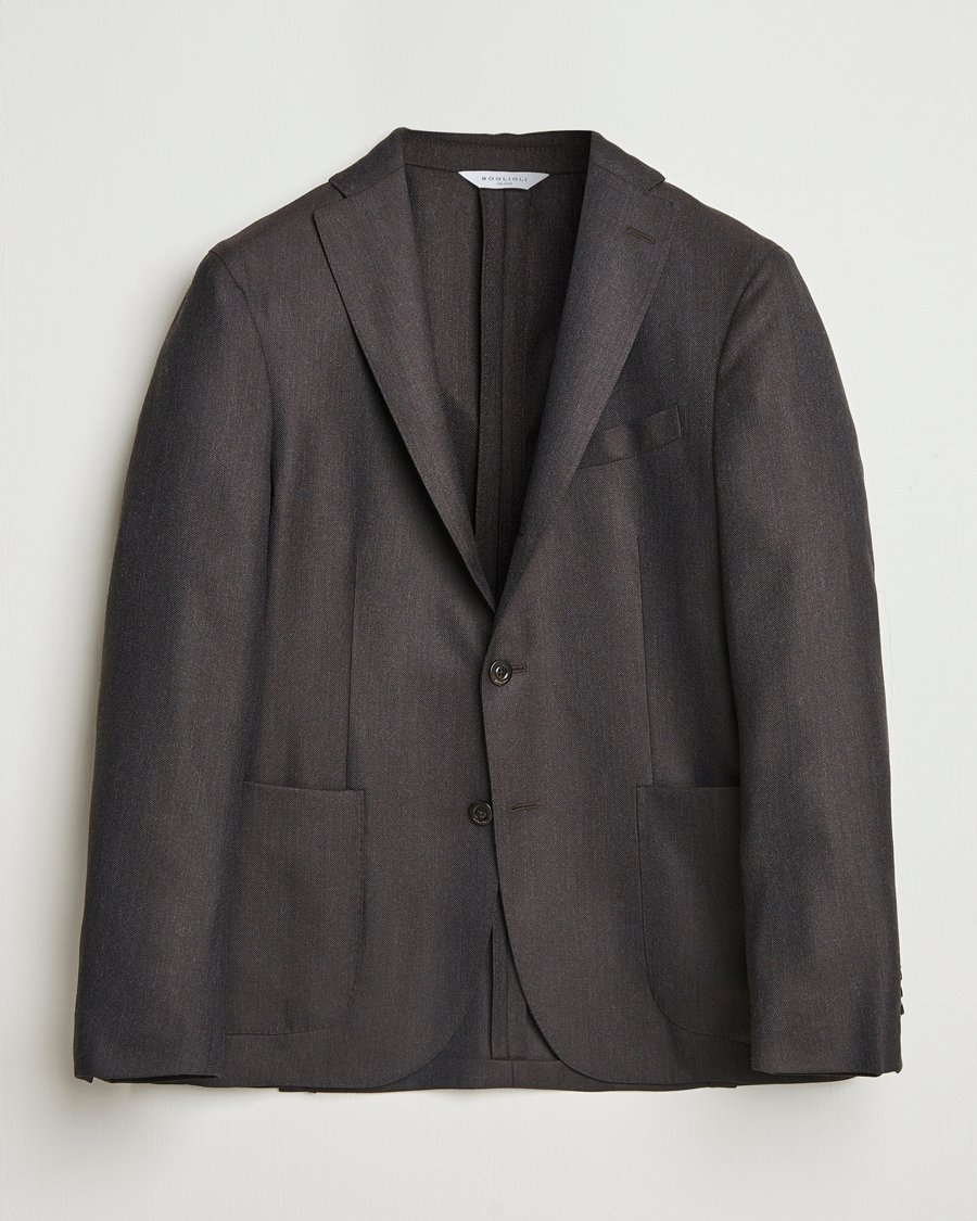 Men | Blazers | Boglioli | K Jacket Wool Hopsack Blazer Dark Brown