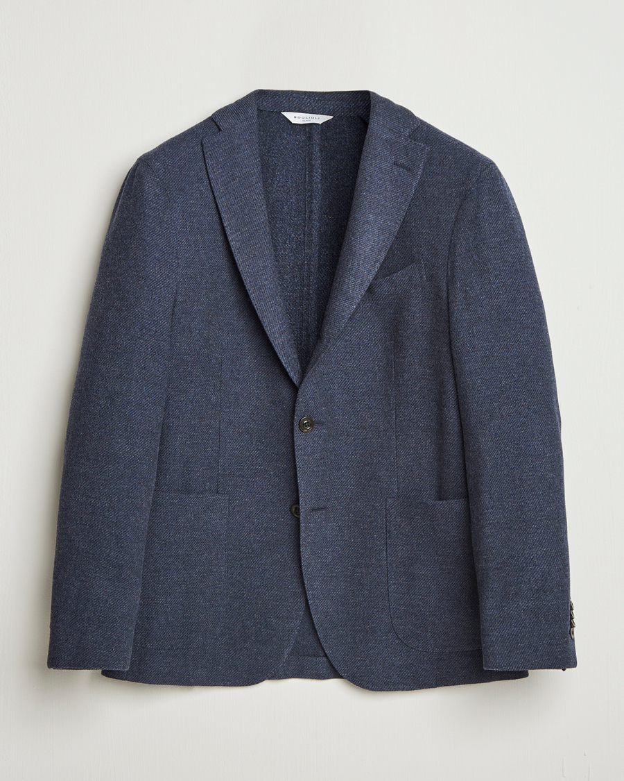 Men | Blazers | Boglioli | K Jacket Cashmere/Wool Twill Blazer Dark Blue