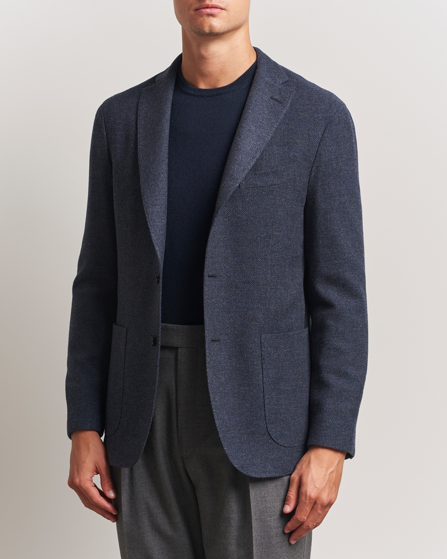 Men | Blazers | Boglioli | K Jacket Cashmere/Wool Twill Blazer Dark Blue