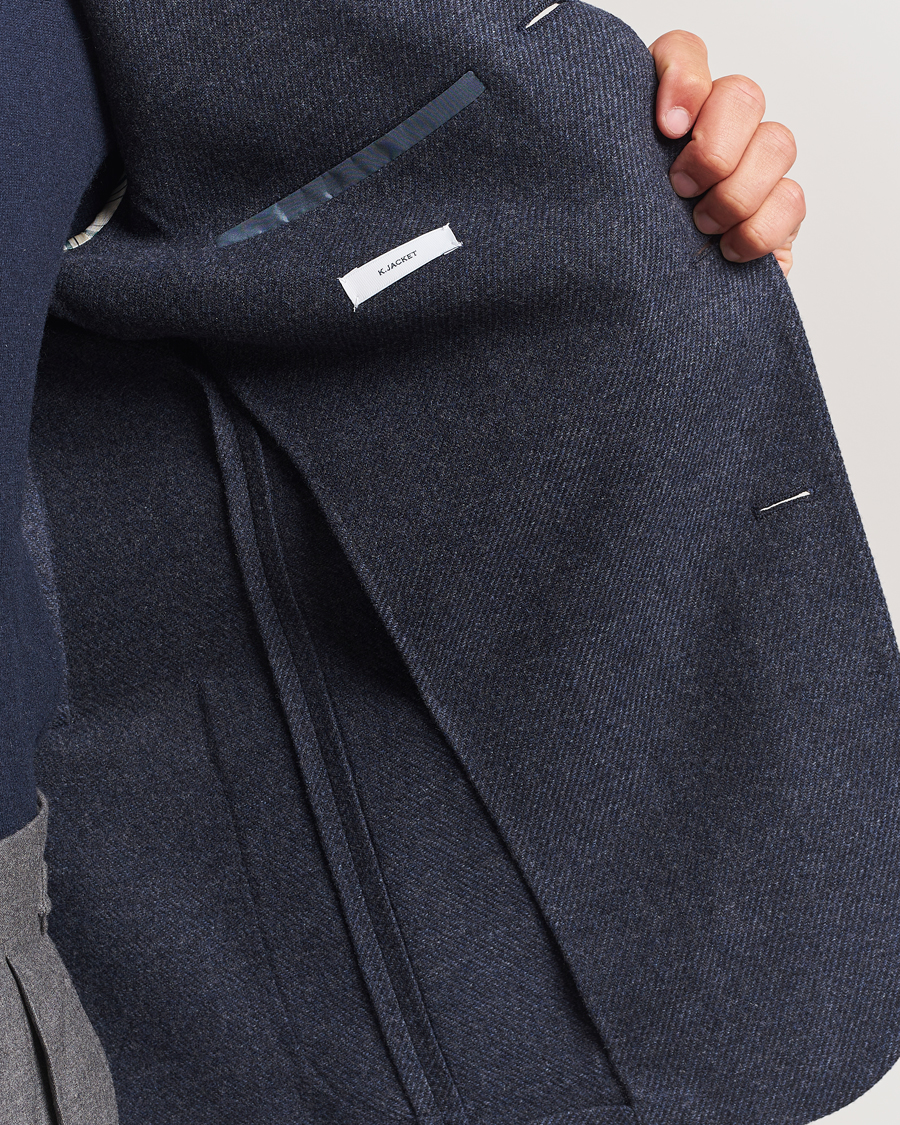Men | Blazers | Boglioli | K Jacket Cashmere/Wool Twill Blazer Dark Blue