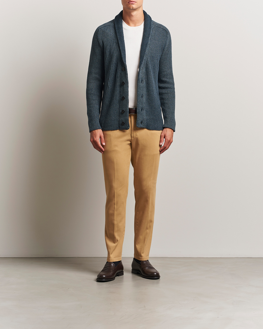 Men | Trousers | Boglioli | Cotton Twill Trousers Beige