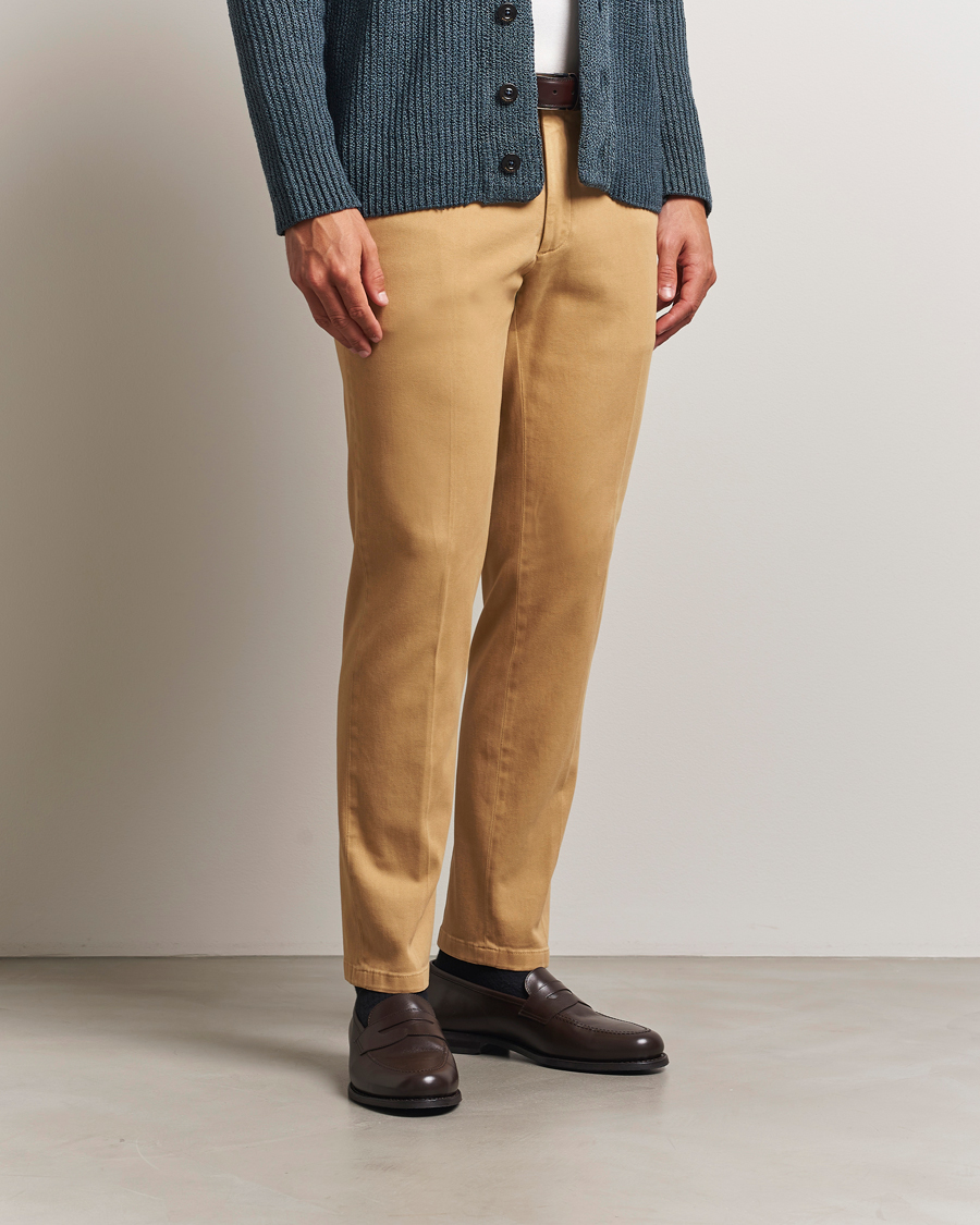 Men | Trousers | Boglioli | Cotton Twill Trousers Beige